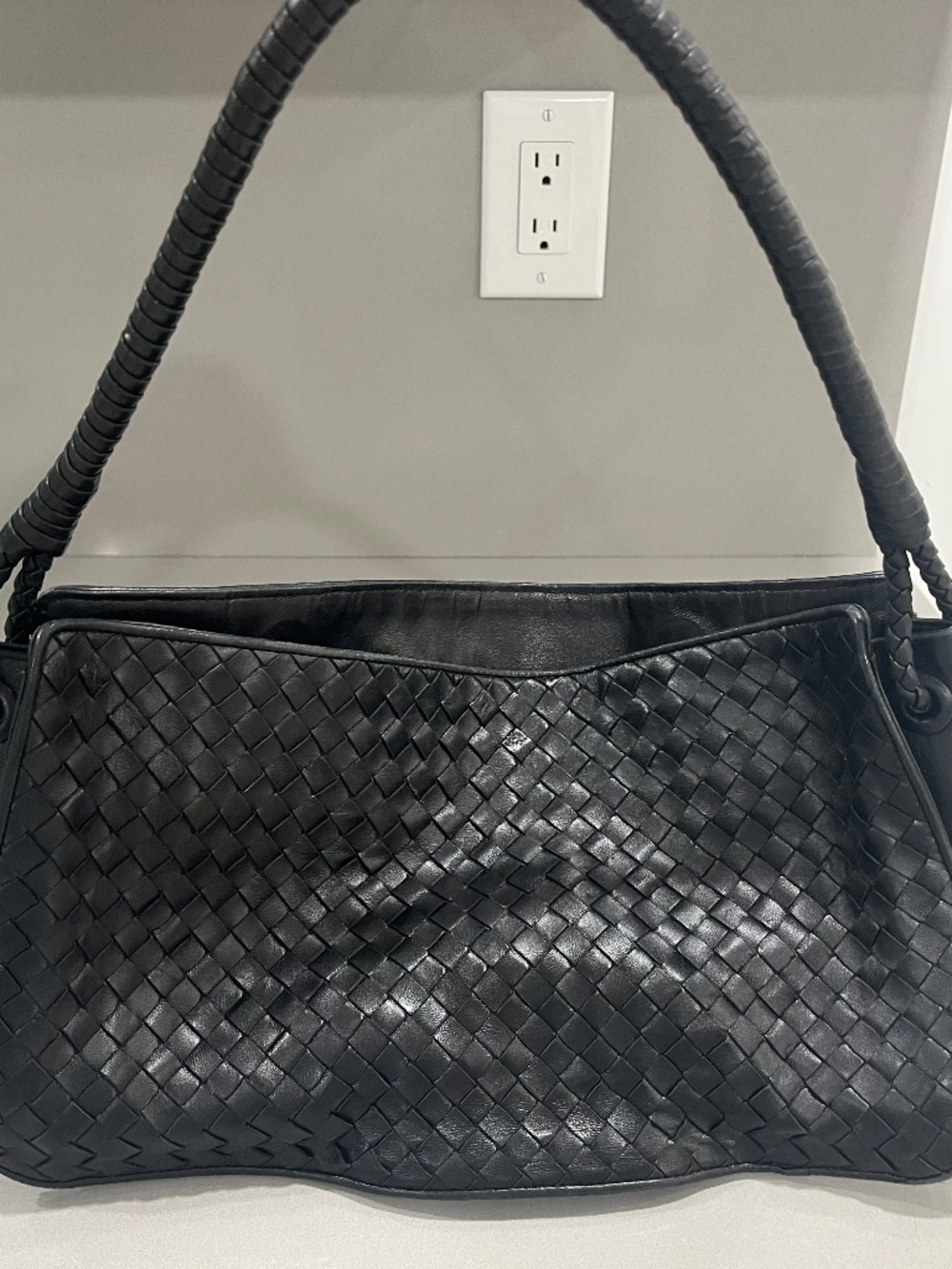 Black Bottega Veneta Handbag.  Made in Italy.